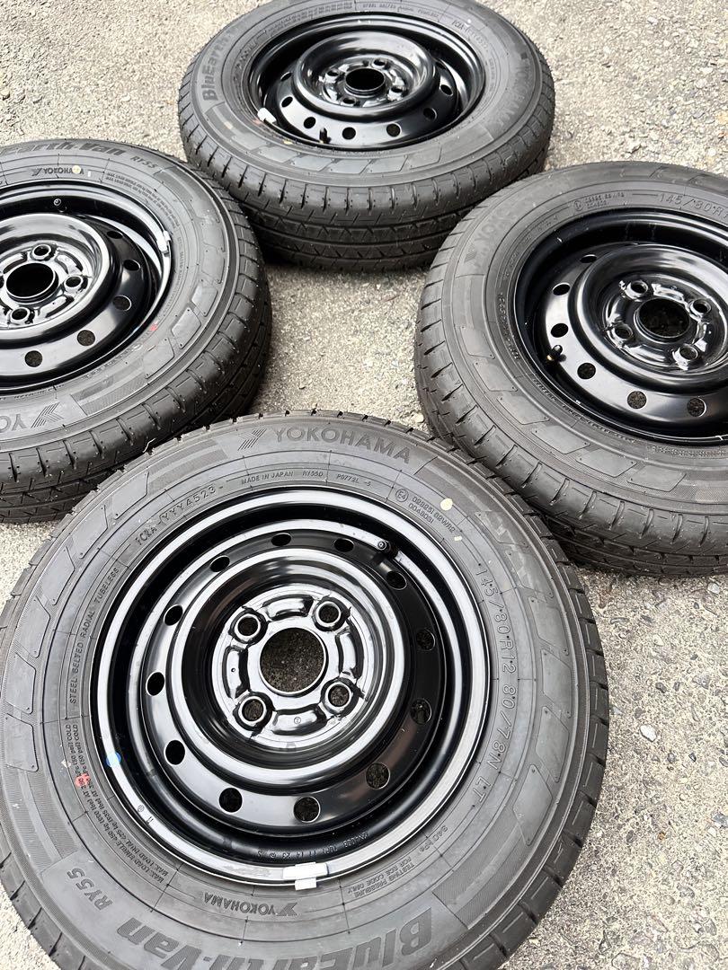 YOKOHAMA 145/80R12 ブラックホイール 4本セット