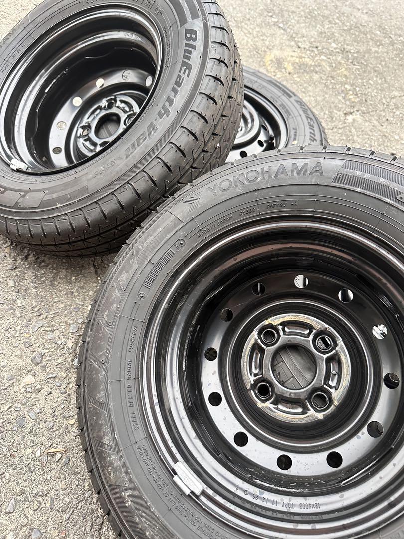 YOKOHAMA 145/80R12 ブラックホイール 4本セット