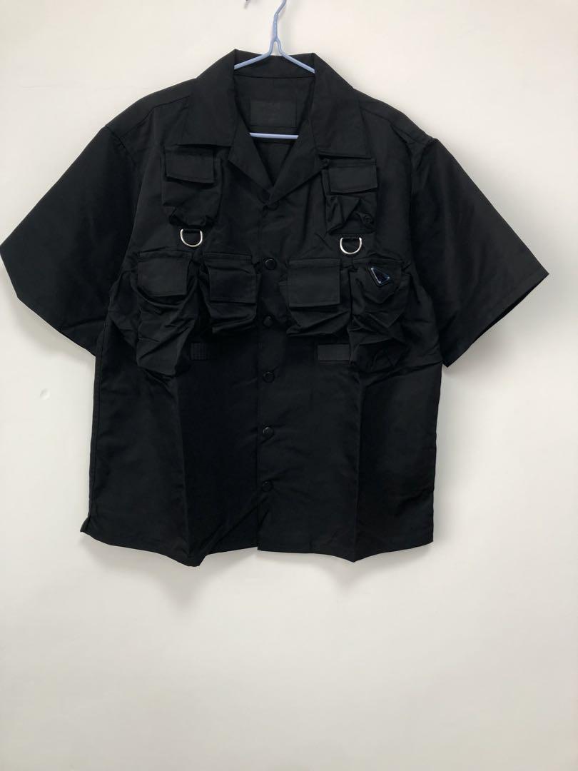 PRADA プラダ　ブラック 半袖ポケットナイロン　シャツ