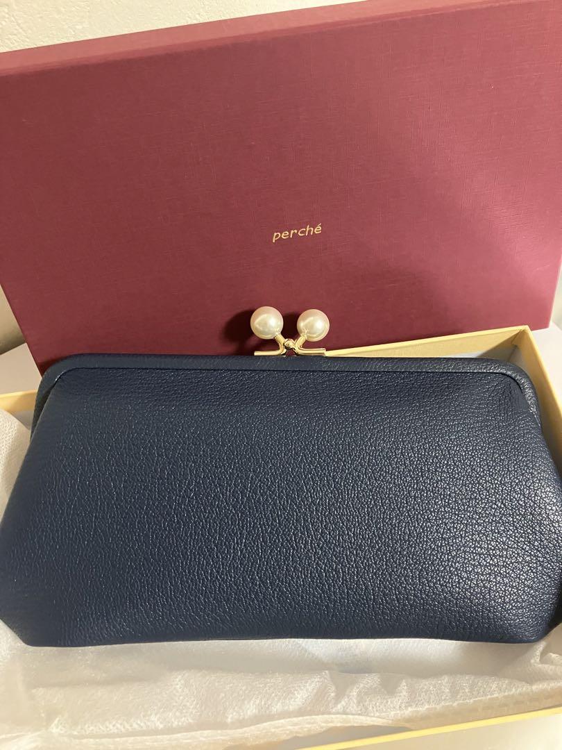 ペルケ perche アクリル玉がま口長財布 ネイビー