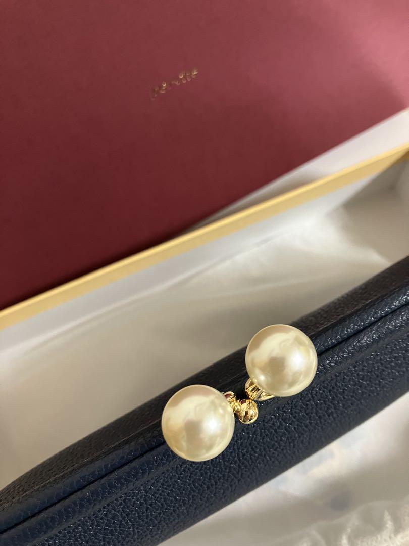 ペルケ perche アクリル玉がま口長財布 ネイビー