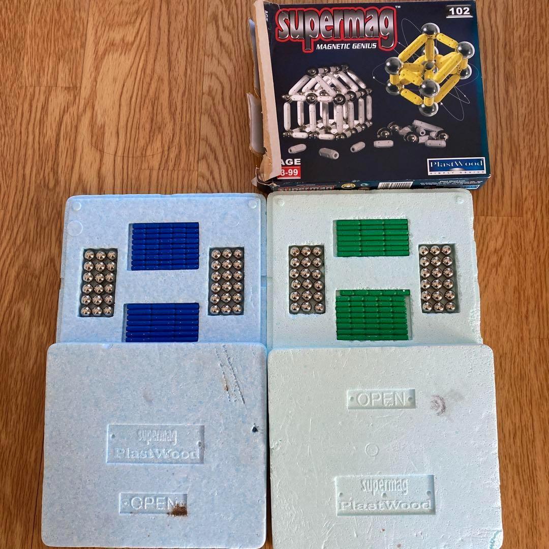 磁石 マグネット supermag 102 青色・緑色 2種類　知育玩具