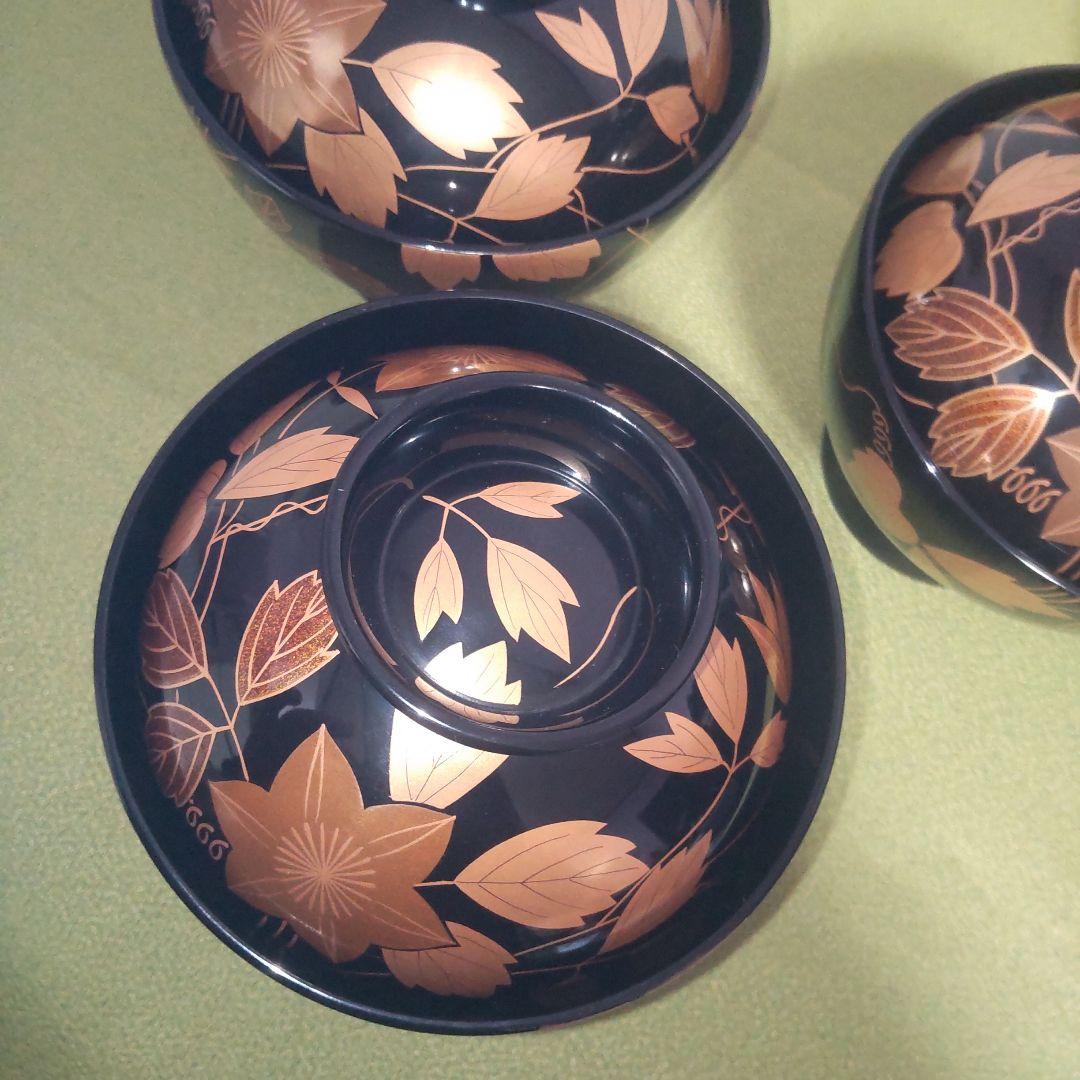 お見舞い 椀 鉄泉蒔絵 輪島塗 蓋付 箱付 吸い飲椀 花 工芸品