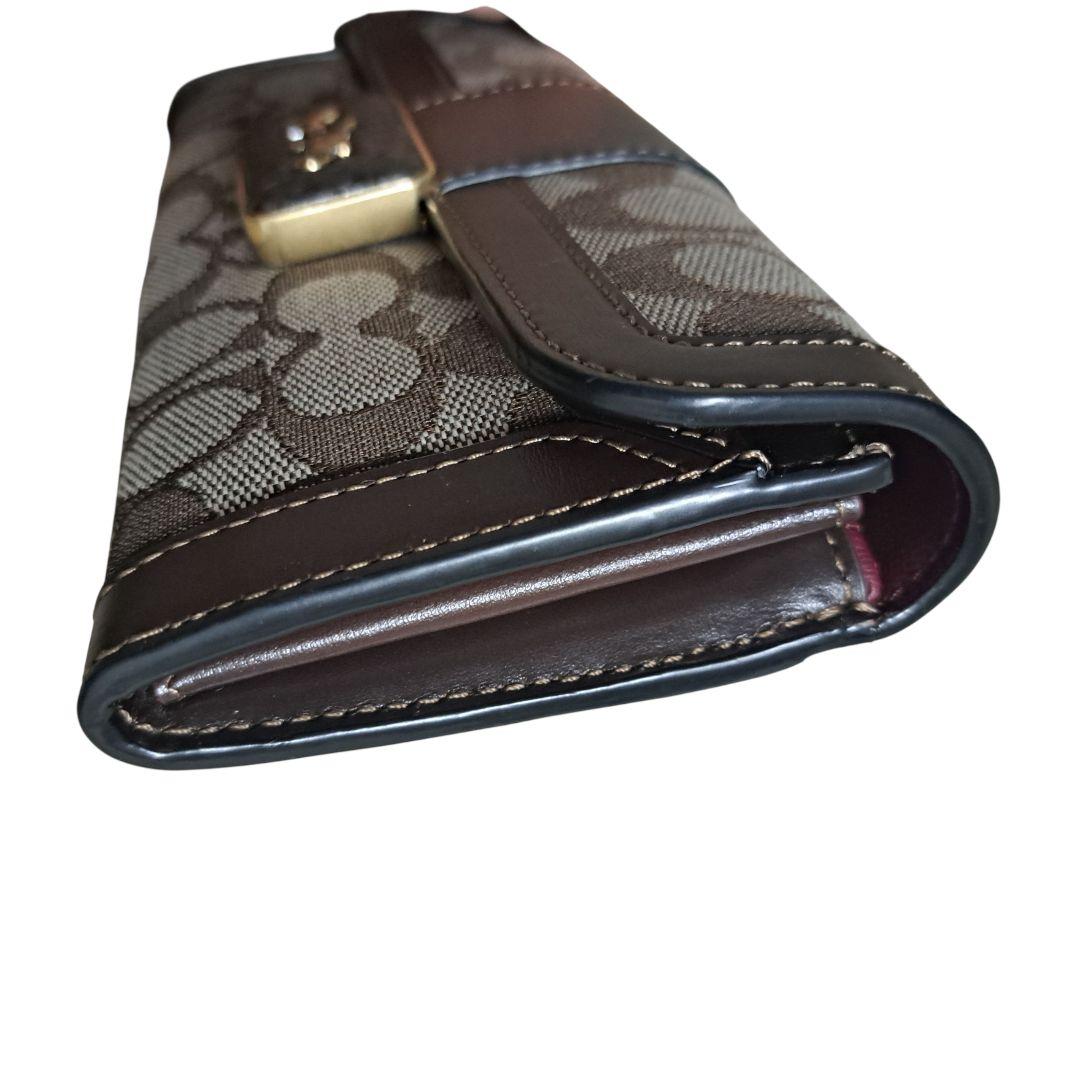 良品★COACH【コーチ】長財布 シグネチャー 馬車 希少 ブラウン