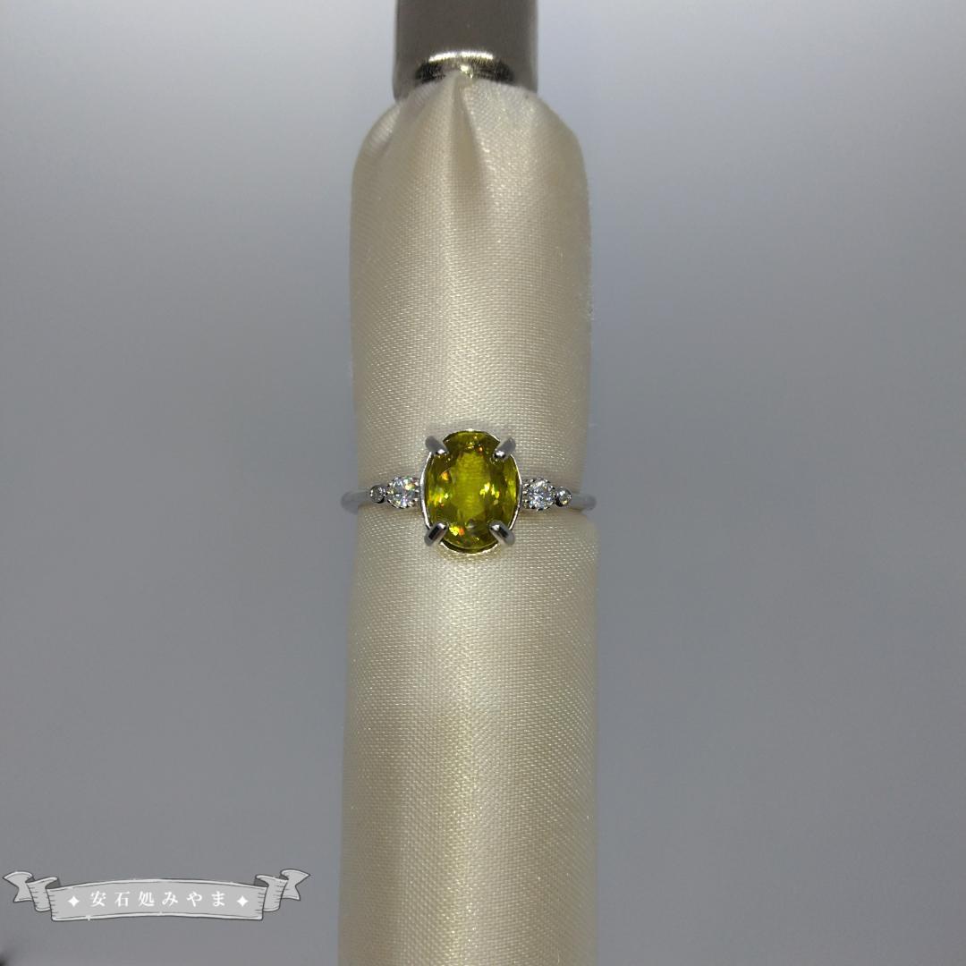 デッカばちばち☆非加熱天然スフェーン　1.46ct　S925フリーサイズリング