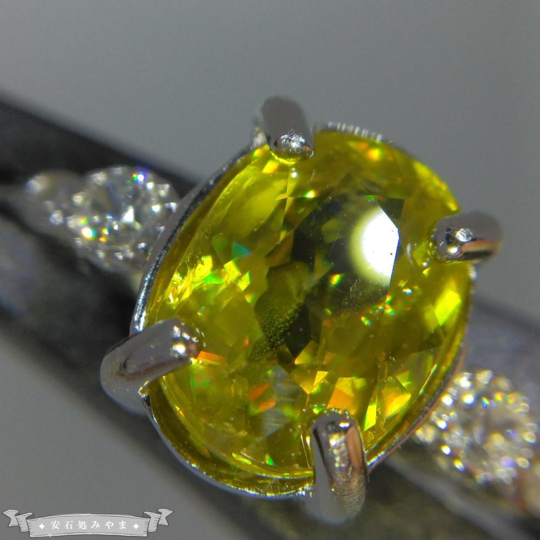 デッカばちばち☆非加熱天然スフェーン　1.46ct　S925フリーサイズリング