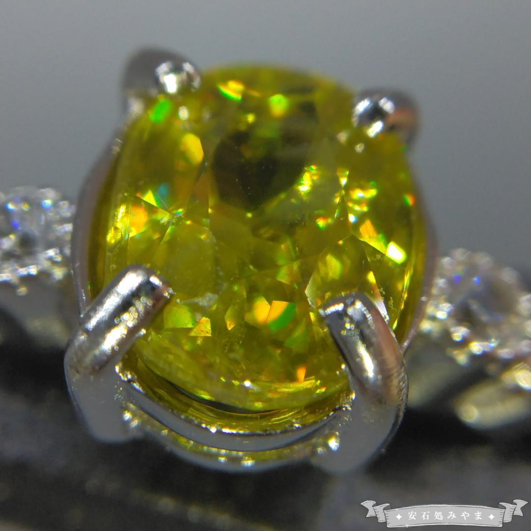 デッカばちばち☆非加熱天然スフェーン　1.46ct　S925フリーサイズリング