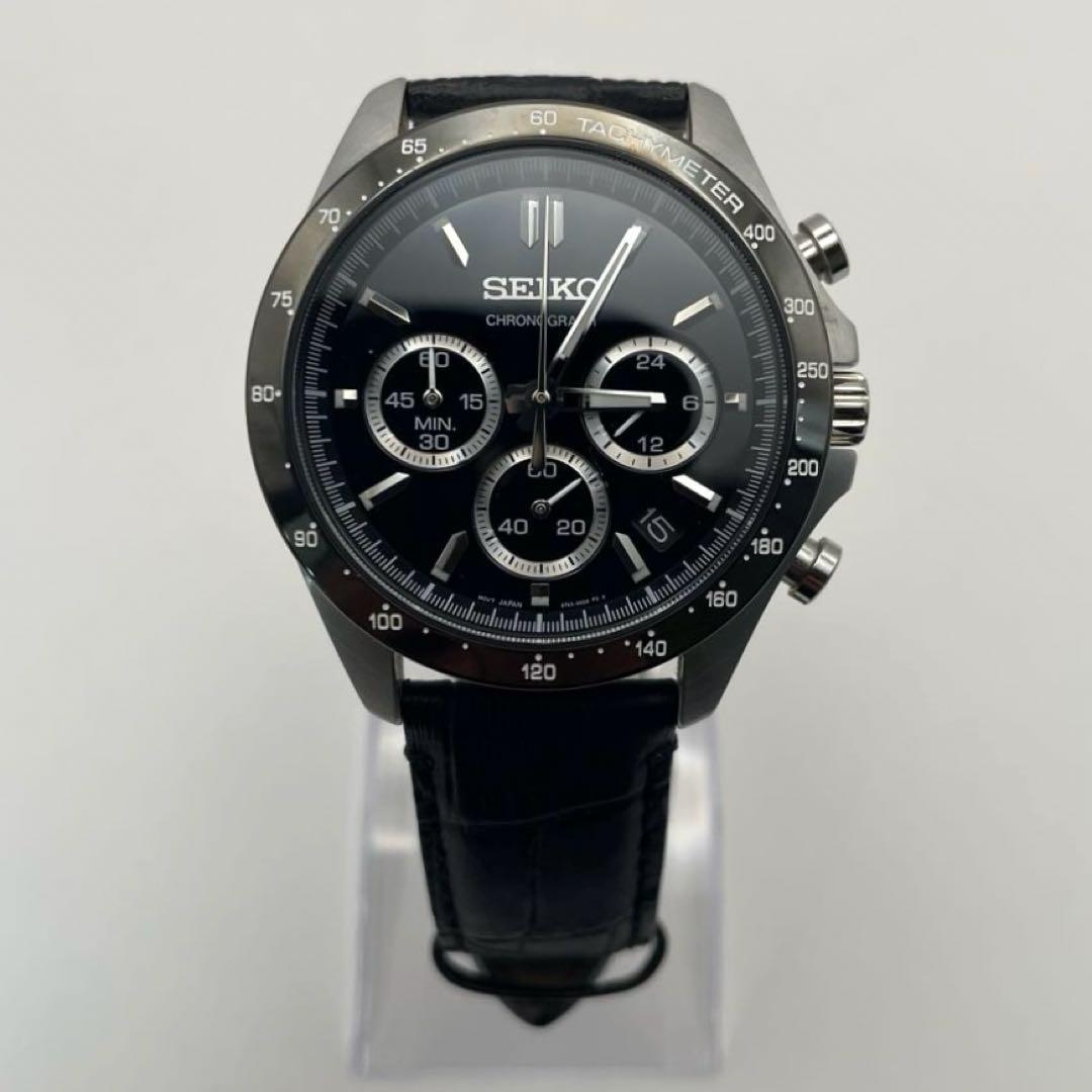 【美品】SEIKO セイコー SBTR021 クロノグラフ 腕時計 文字盤黒