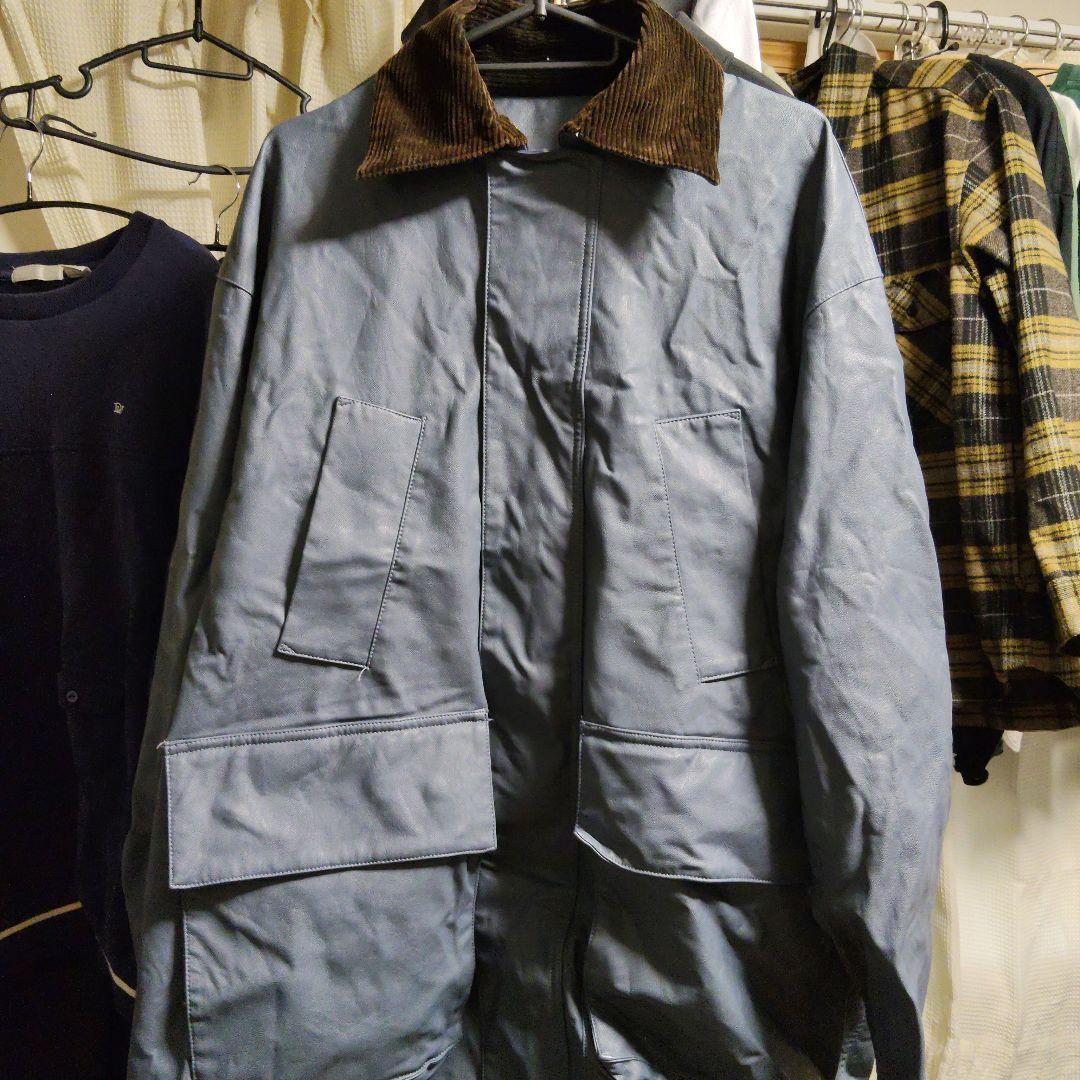 SENCE OF PLACE コーデュロイ襟付き青ジャケット