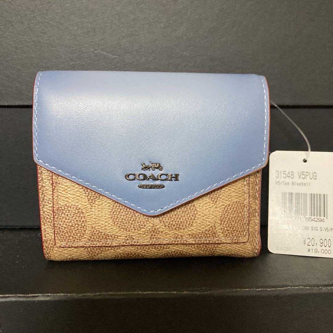定番格安 COACH コーチ 正規品 新品 折財布 水色 PRqXf-m90421059095 新作セール