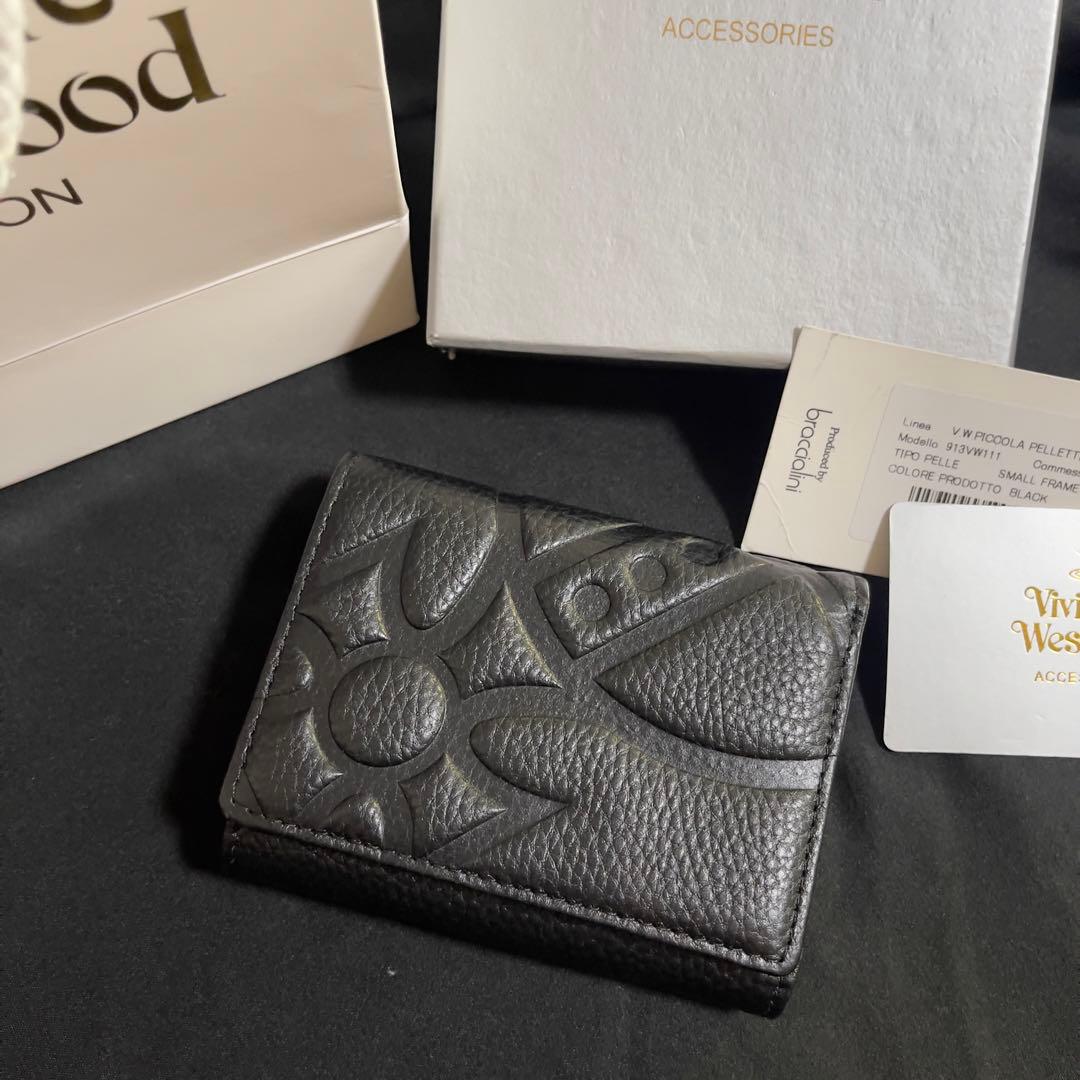 超美品 Vivienne Westwood 三つ折財布 ブラック レザー