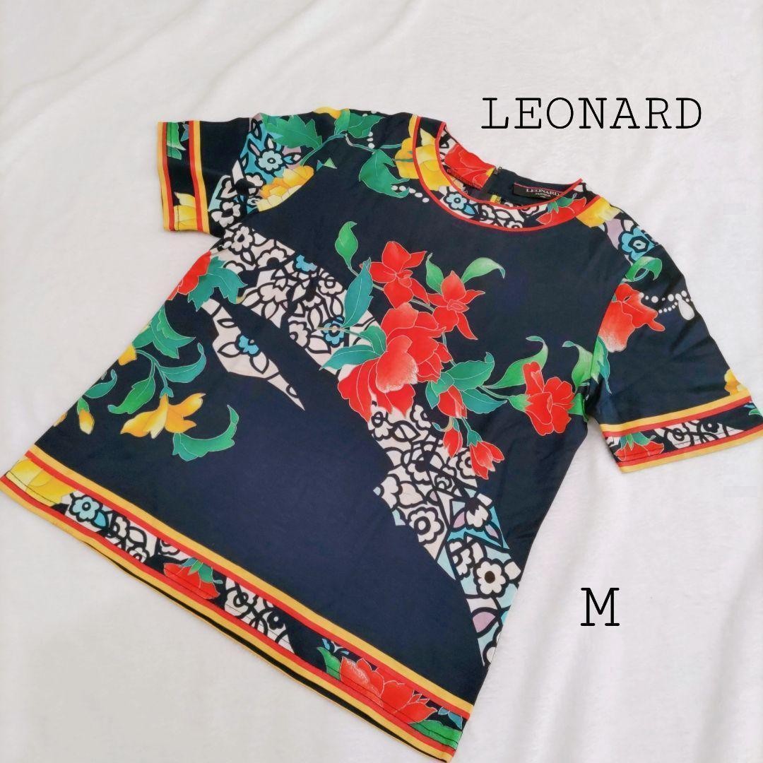 レオナール　LEONARD Tシャツ　カットソー　赤地　花柄　Mサイズ レオナール Tシャツ カットソー（M）花柄 綿100% - メルカリ