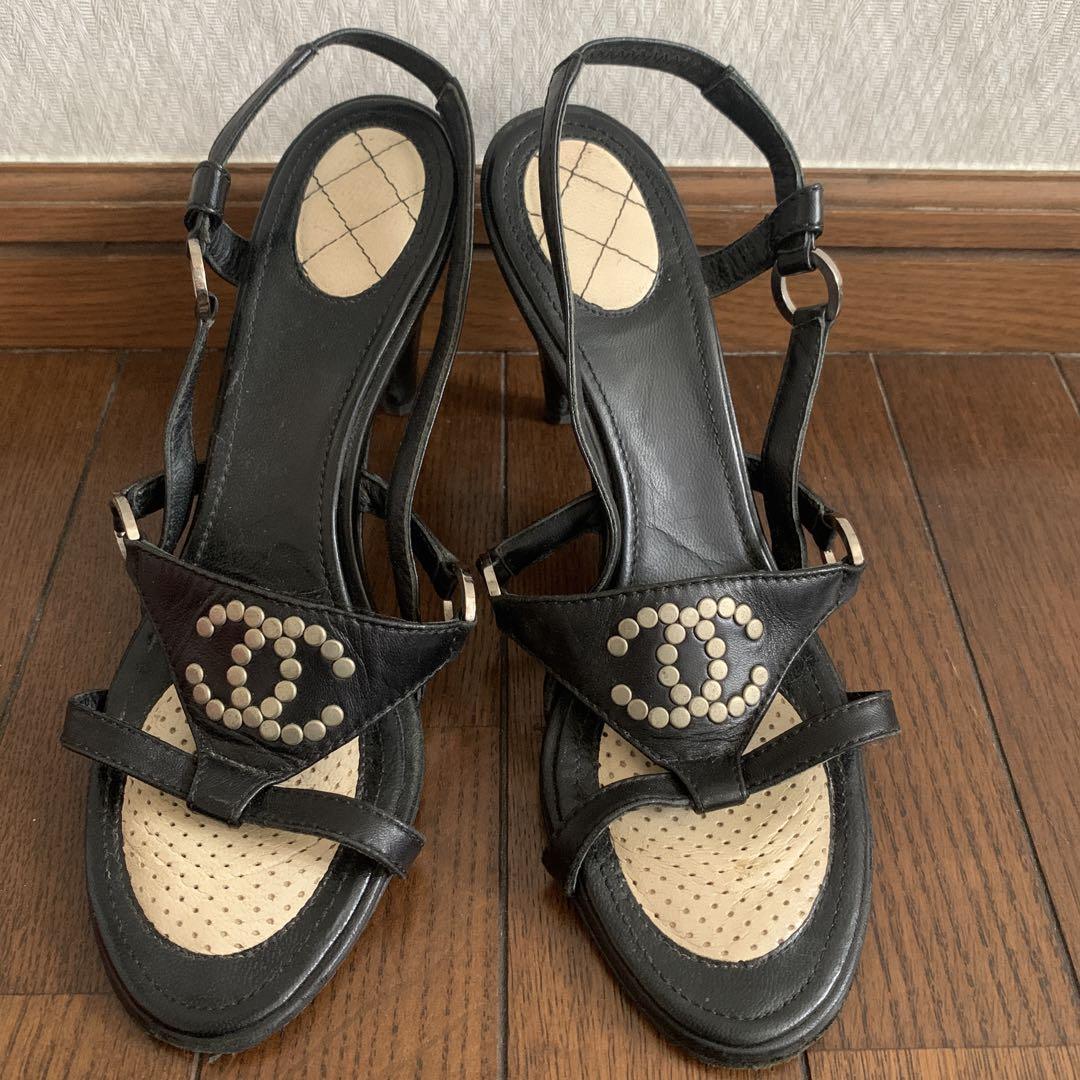 CHANEL希少デザイン黒サンダル　美ヒール8cm CHANEL - 【箱付き☆大人気】CHANEL サンダル ハイヒール ココ