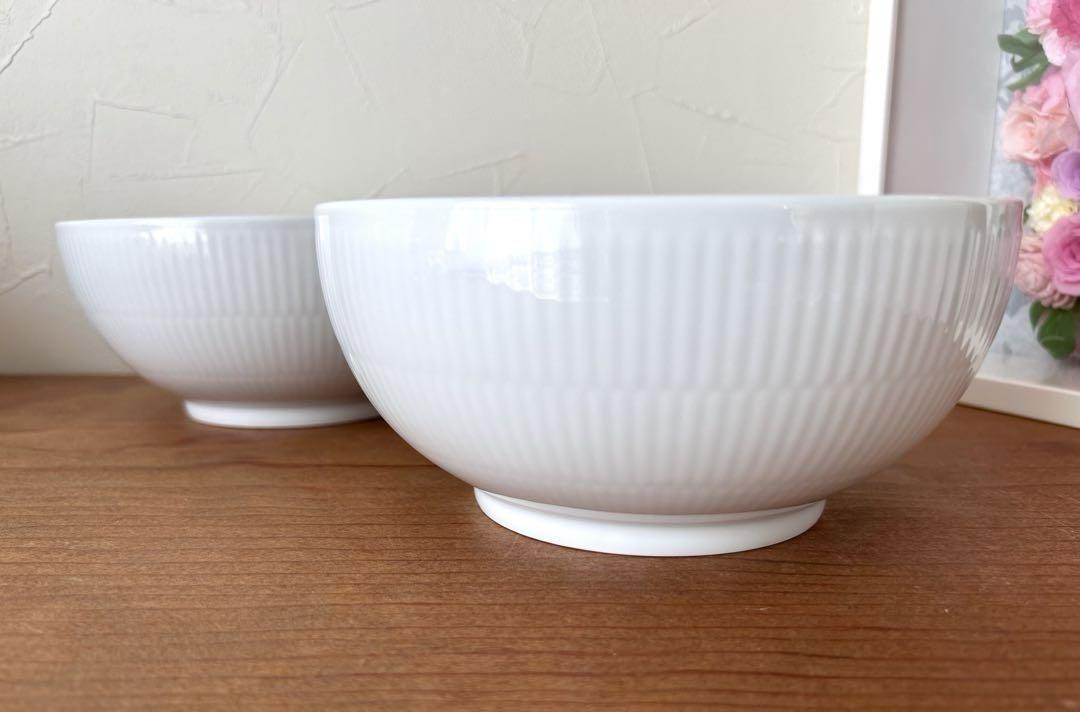 ホワイトフルーテッド　ボウル　18cm 2個