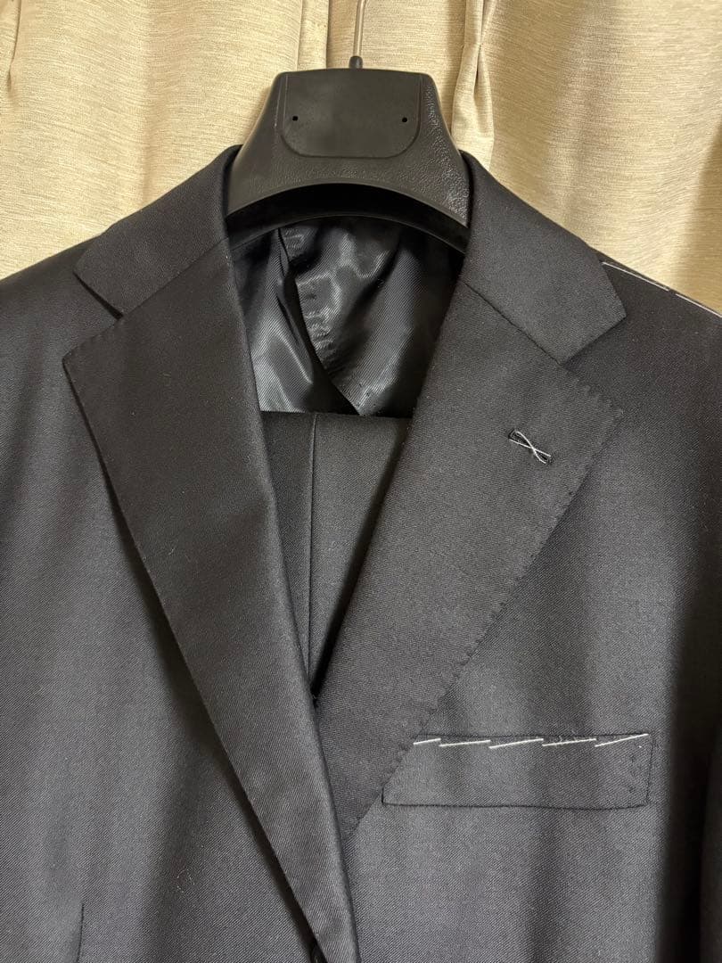 SHIPS ロロピアーナ生地 ブラックソリッドスーツ 52XL LL SHIPS KANDAIZUMI_COM