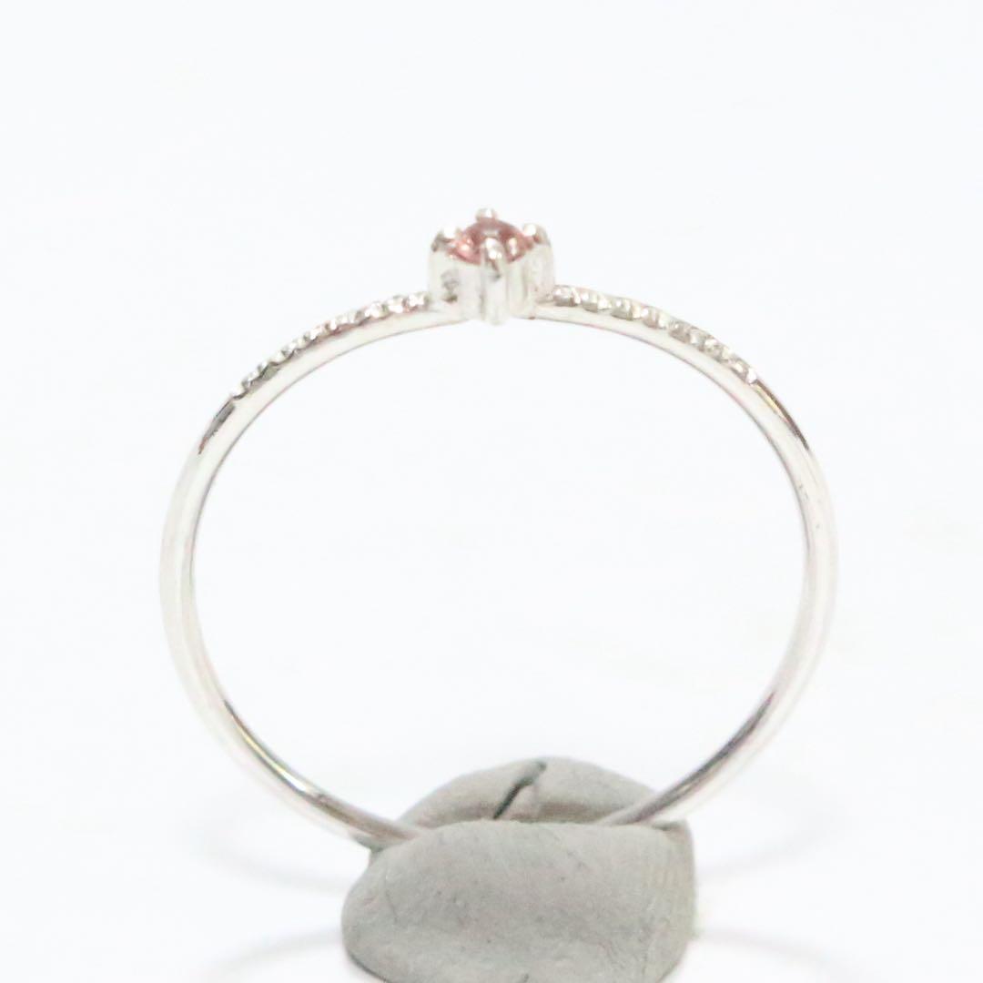 淡ローズピンクの輝きベイリネナイト細身両サイドミル打ちシルバーリング10号強 NEXPOTALLINN_EU