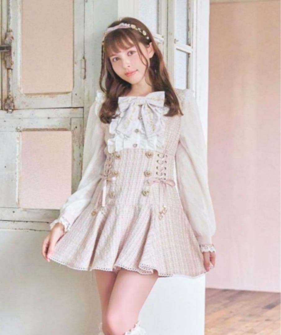 LIZLISA メッセージリボンツイードセットアップセットアップ