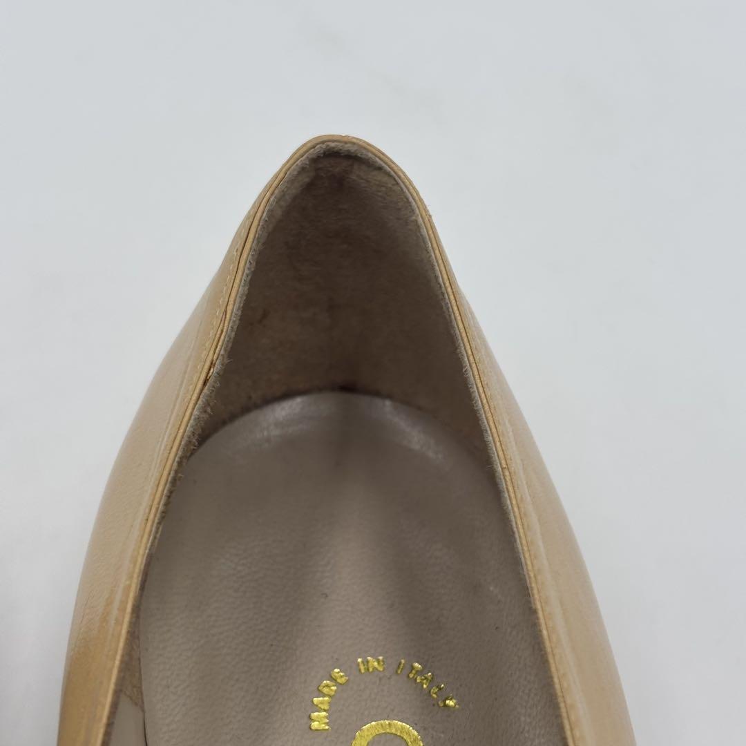 美品CHANELシャネル バイカラー レザーパンプス　フラットシューズ ベージュ