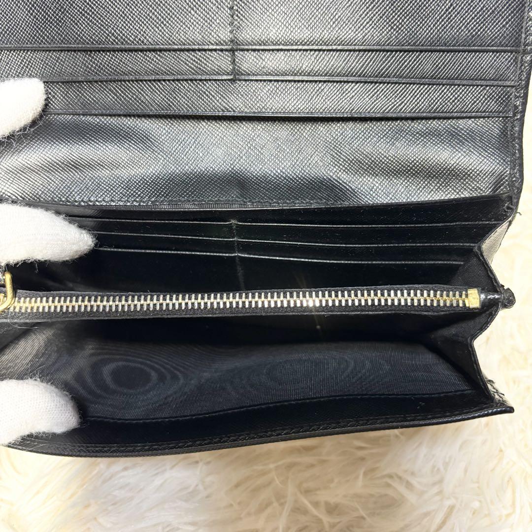 【PRADA 】フィオッコ　長財布 ウォレット サフィアーノレザー リボン