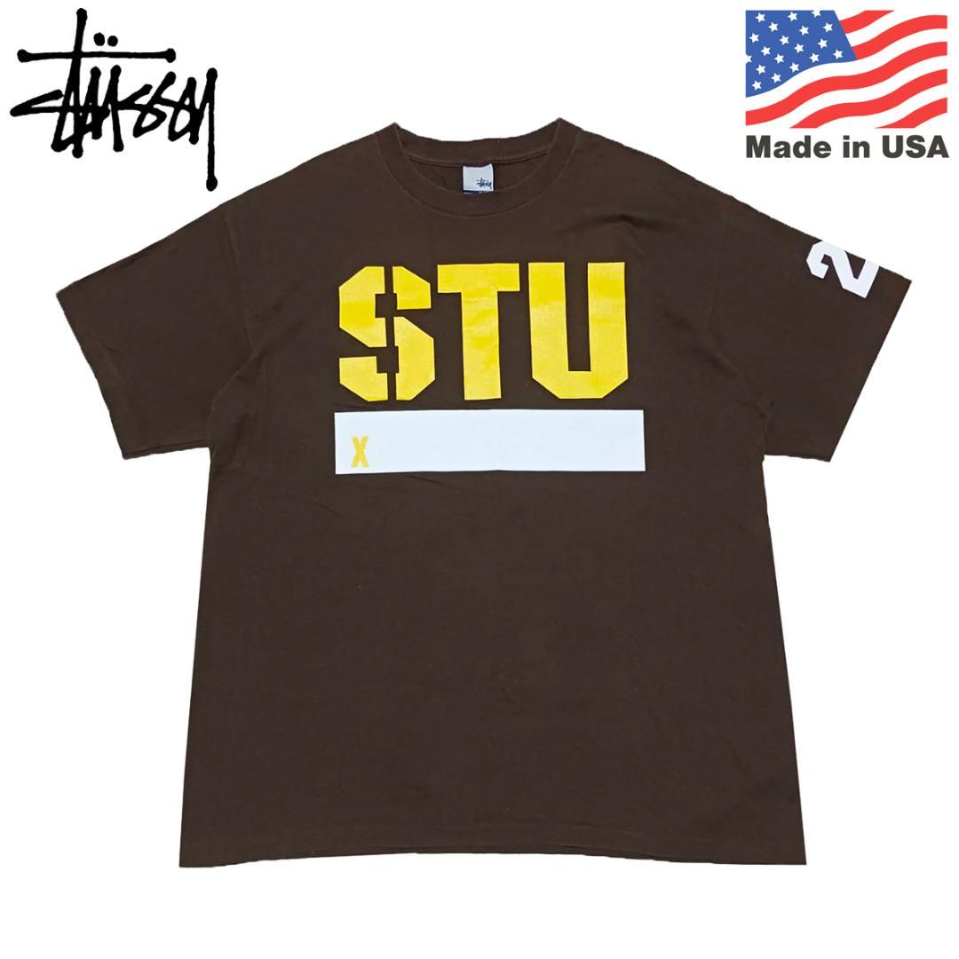 激レア90s old stussy デカロゴtシャツ シングルステッチ ブラウン