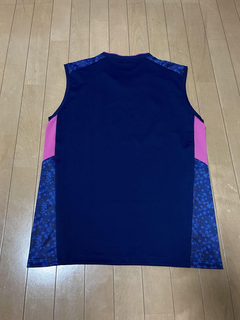 YONEX 吸汗速乾ノースリーブシャツ ネイビー/ピンク　日本代表　oサイズ YONEX 吸汗速乾ノースリーブシャツ ネイビー/ピンク 日本代表 o