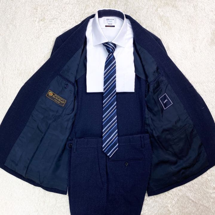 シップス セットアップ ロロピアーナ シルク混 無地 紺 サイズ46