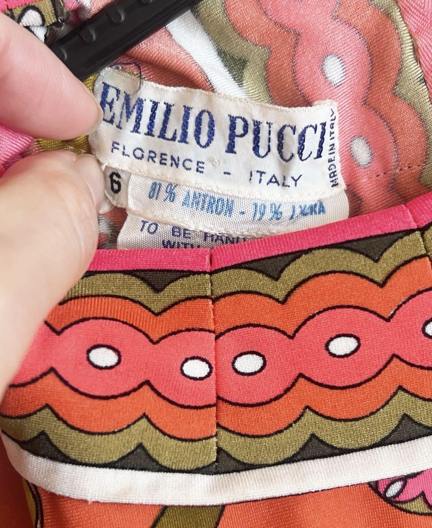 【レア】ヴィンテージEMILIO PUCCIプッチ総柄デザイントップスXS 激レア】ヴィンテージEMILIO PUCCIプッチ総柄デザイントップスXS