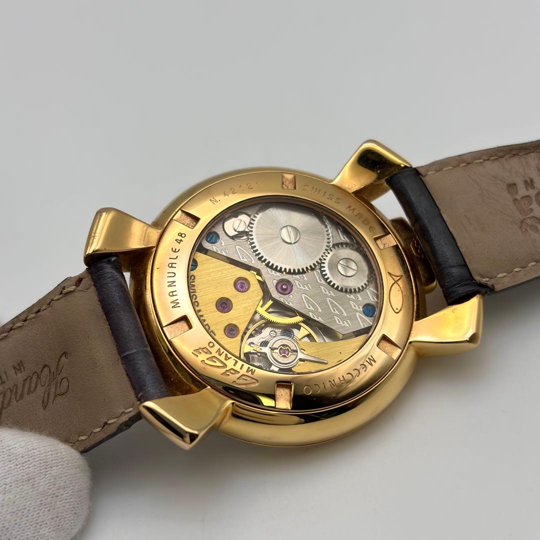 【希少色】GaGa MILANO　グレー マヌアーレ48 手巻き　裏スケ 腕時計