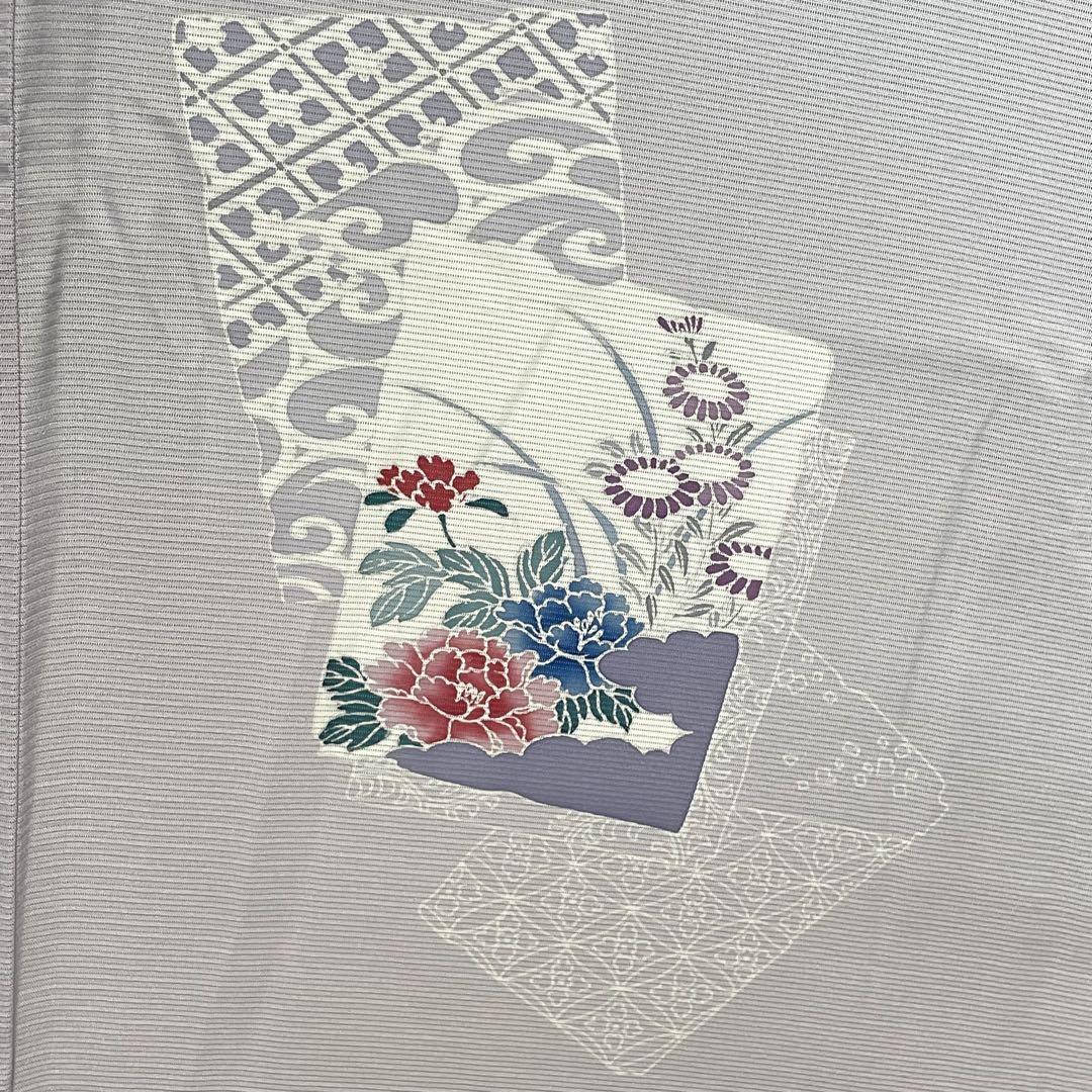 D221 夏着物　訪問着　鳥　花模様　絽　正絹　極美品