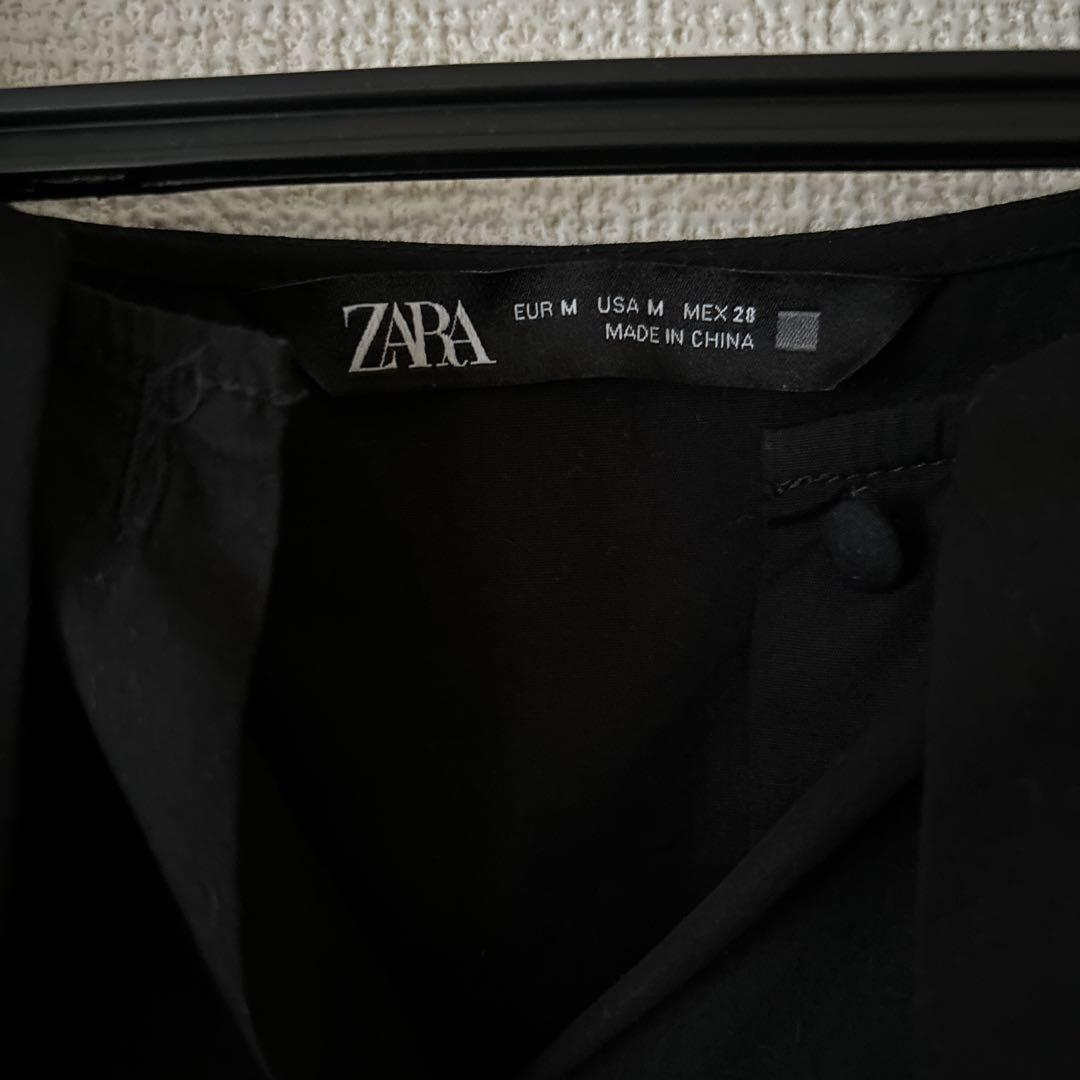 ZARA》コントラストトップステッチポプリントップス M size