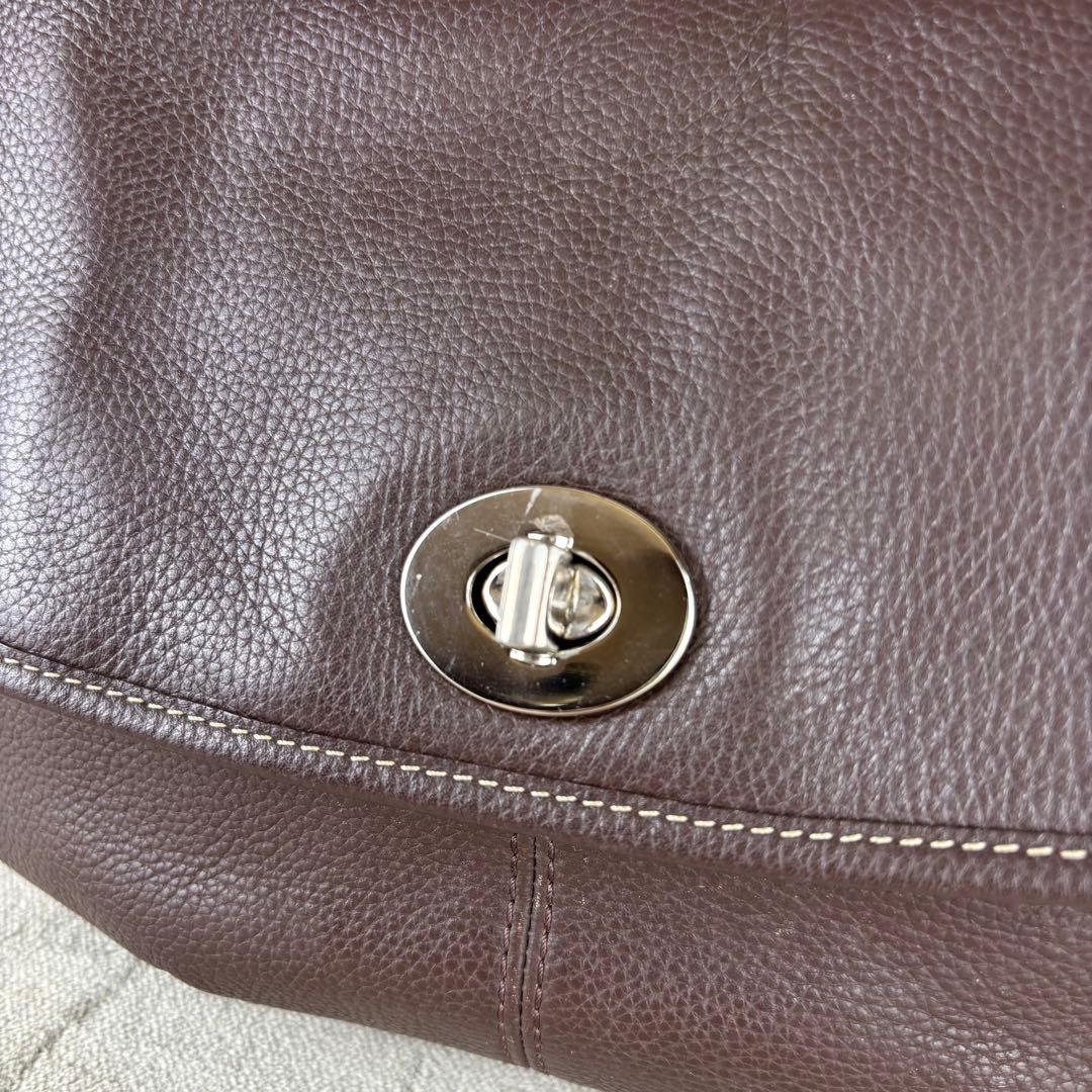 ★COACH★ コーチ レザー ショルダーバッグ ターンロック シボ革