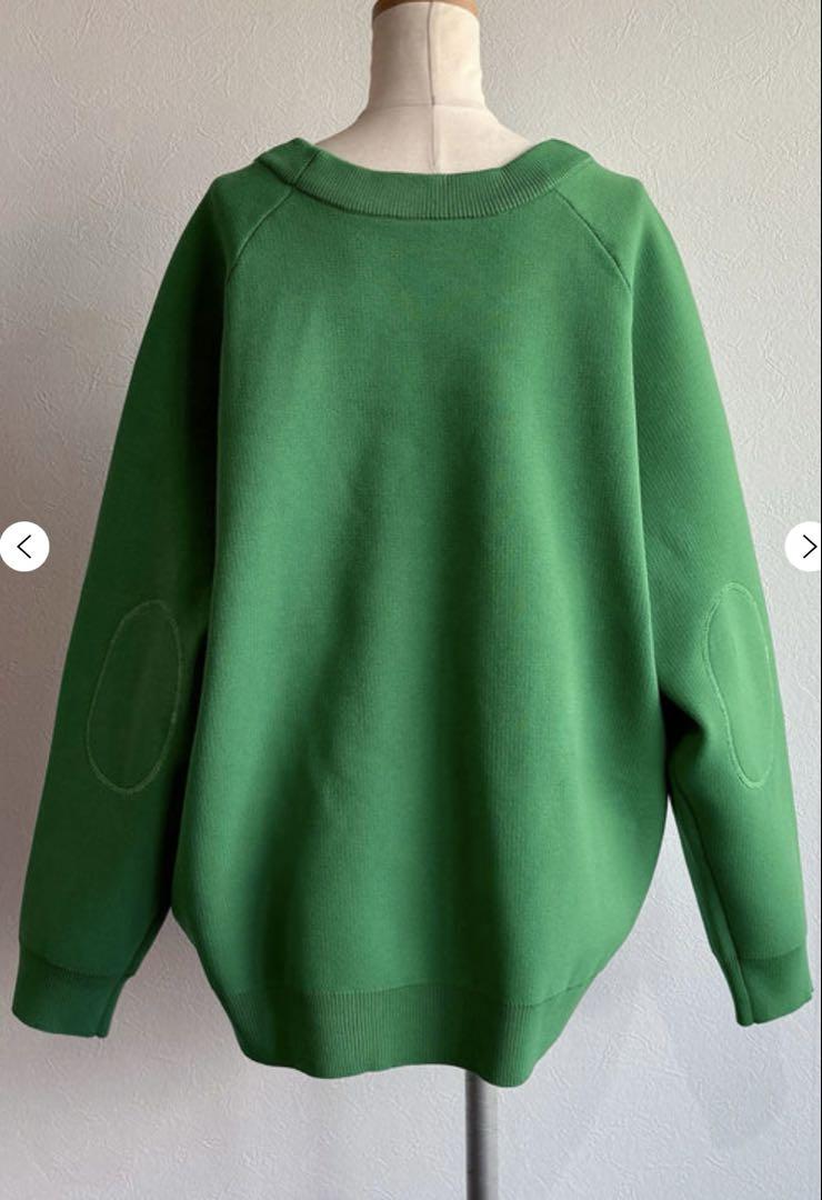 新品　ANIECA エルボーパッチスウェットニット　グリーン