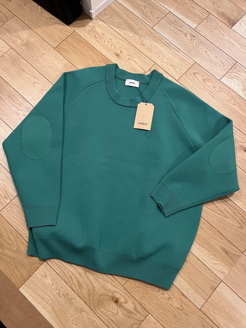 新品　ANIECA エルボーパッチスウェットニット　グリーン