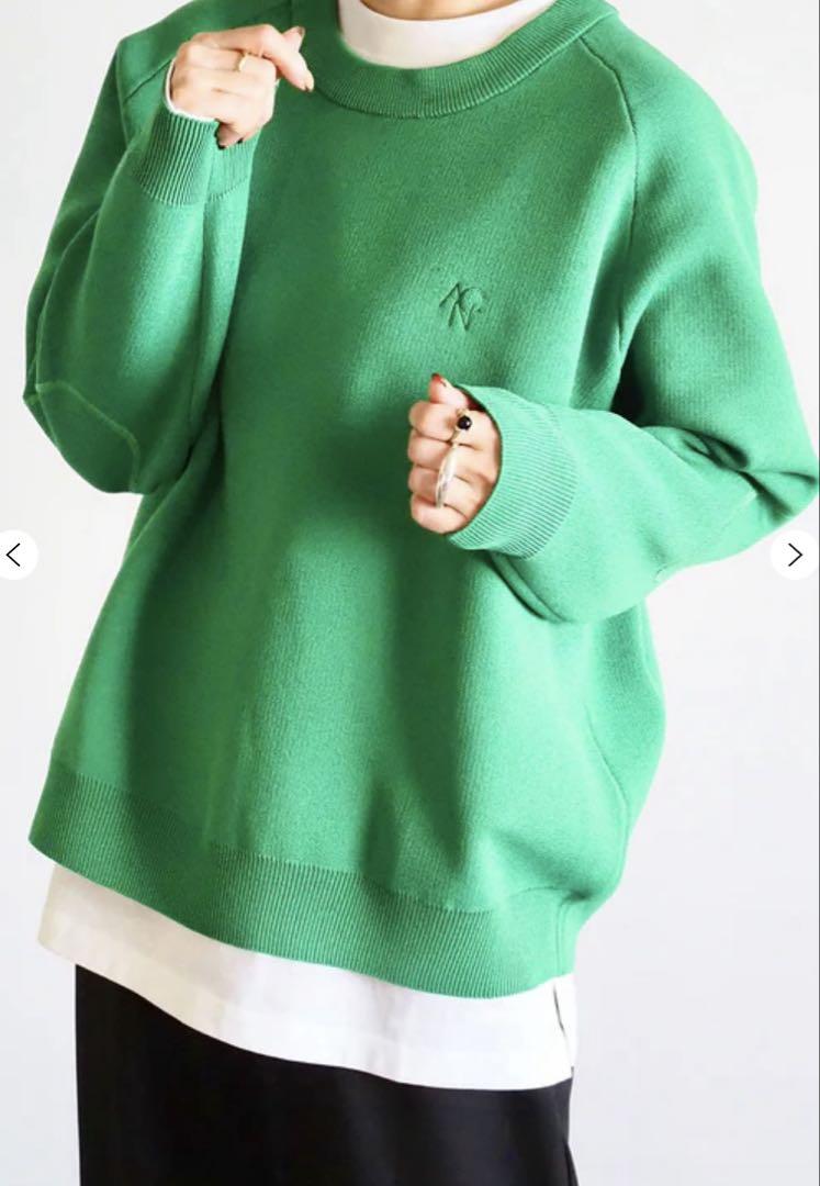新品　ANIECA エルボーパッチスウェットニット　グリーン