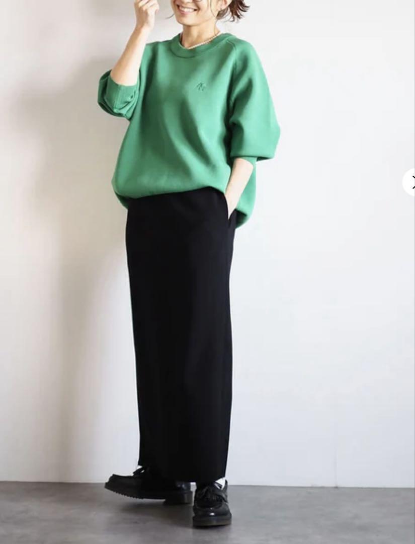 新品　ANIECA エルボーパッチスウェットニット　グリーン