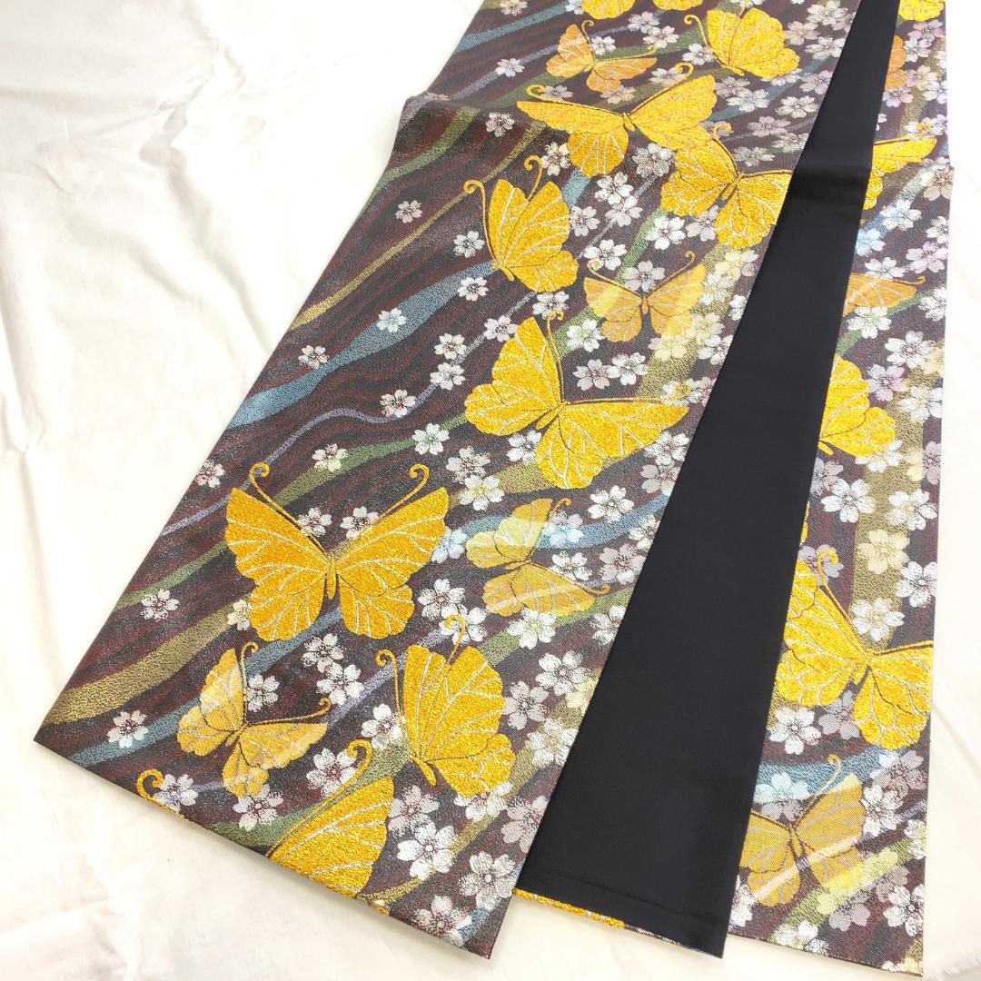 【S1106】着物 袋帯 全通 蝶 桜 金銀糸 436㎝