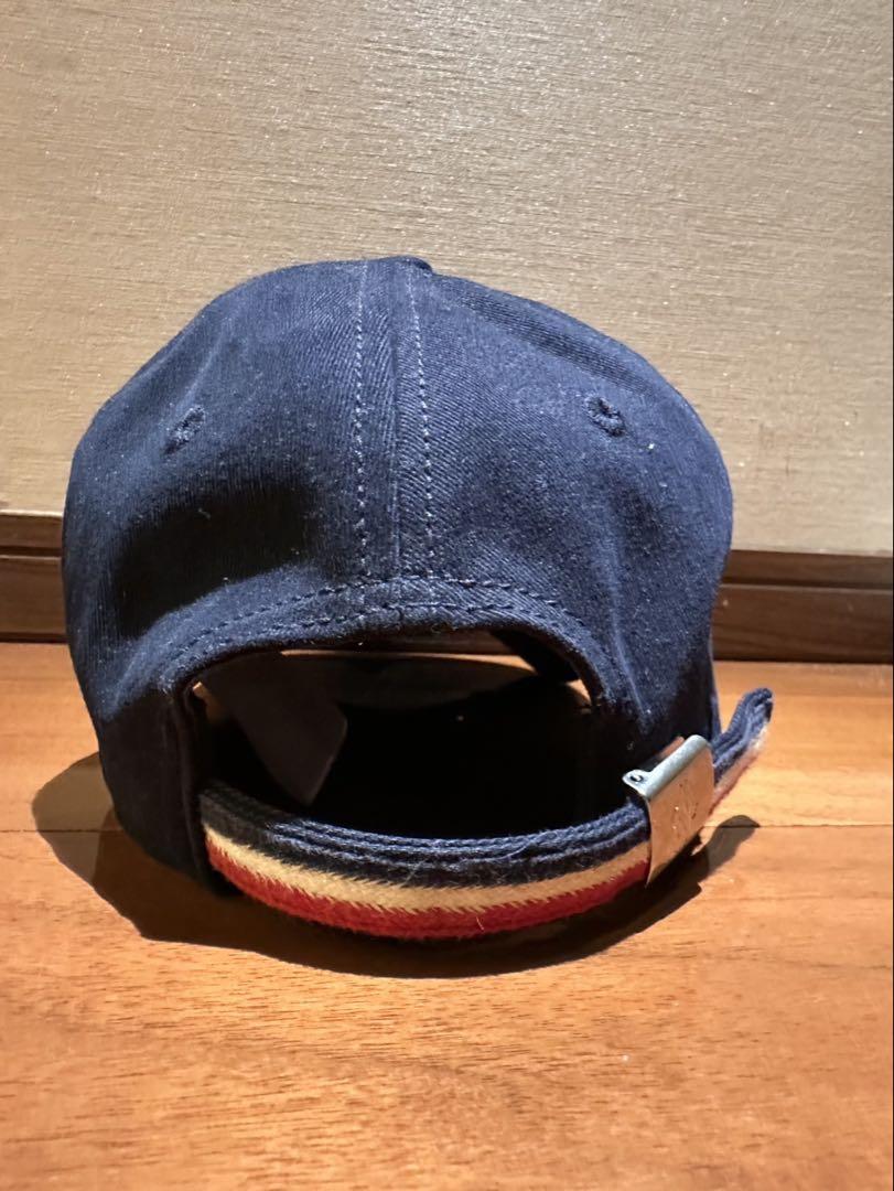 MONCLER ネイビー ストライプ キャップ MONCLER ネイビーキャップ ストライプバンド付き