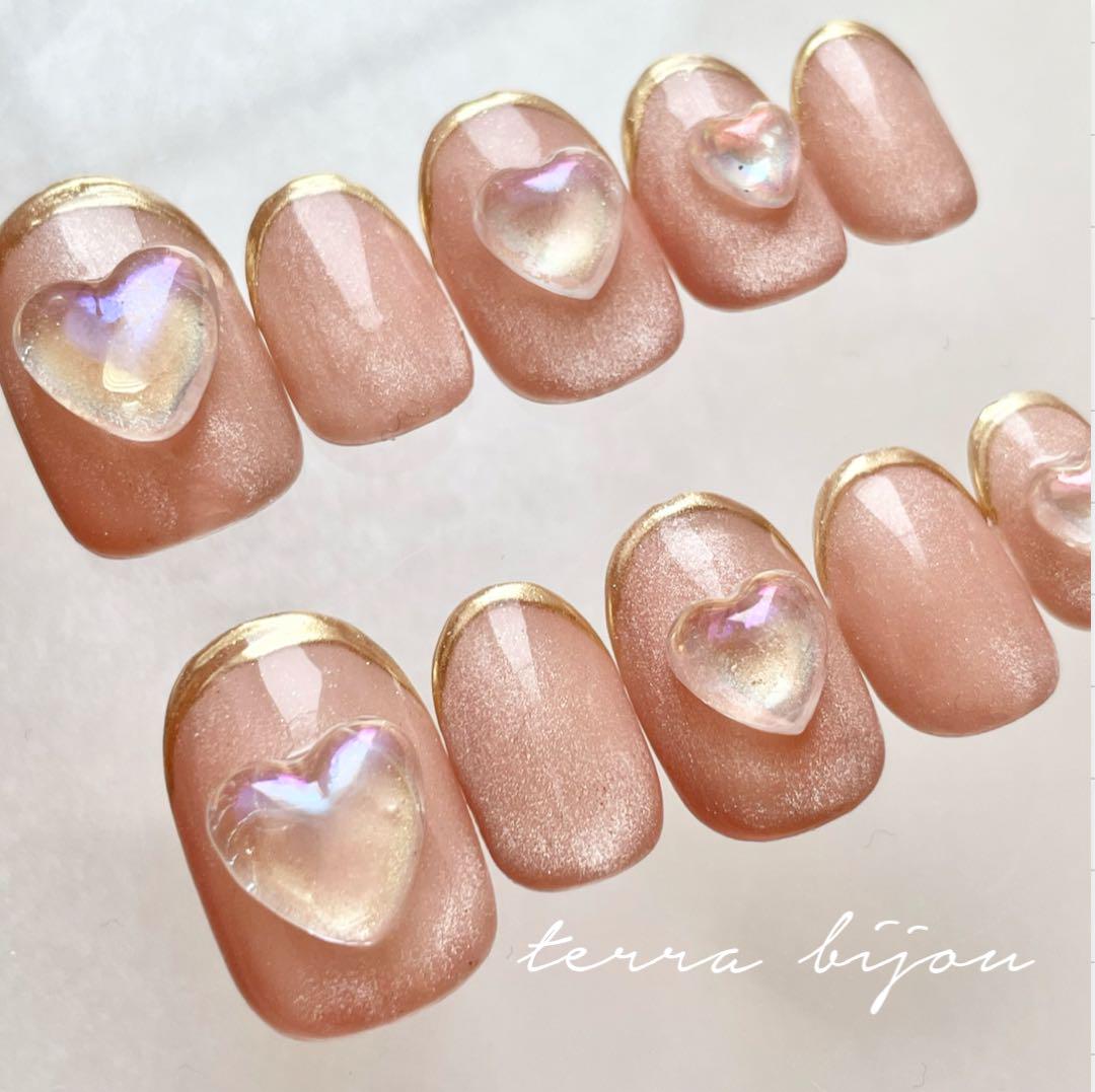 【サイズオーダー】coral Heartマグネットネイルチップ