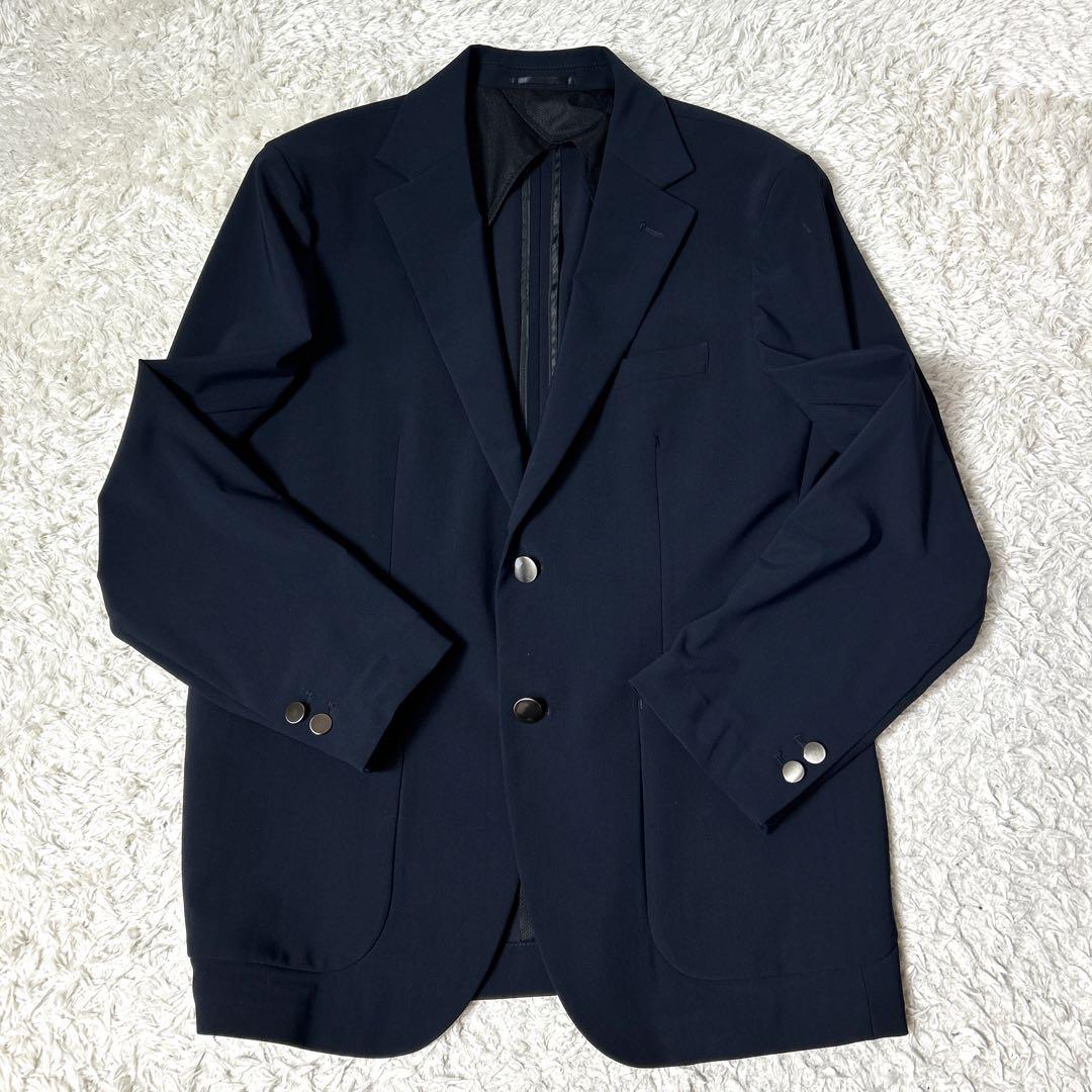 【極美品】AOYAMA ACTIBIZ ストレッチジャケット 紺ブレ 銀ボタン