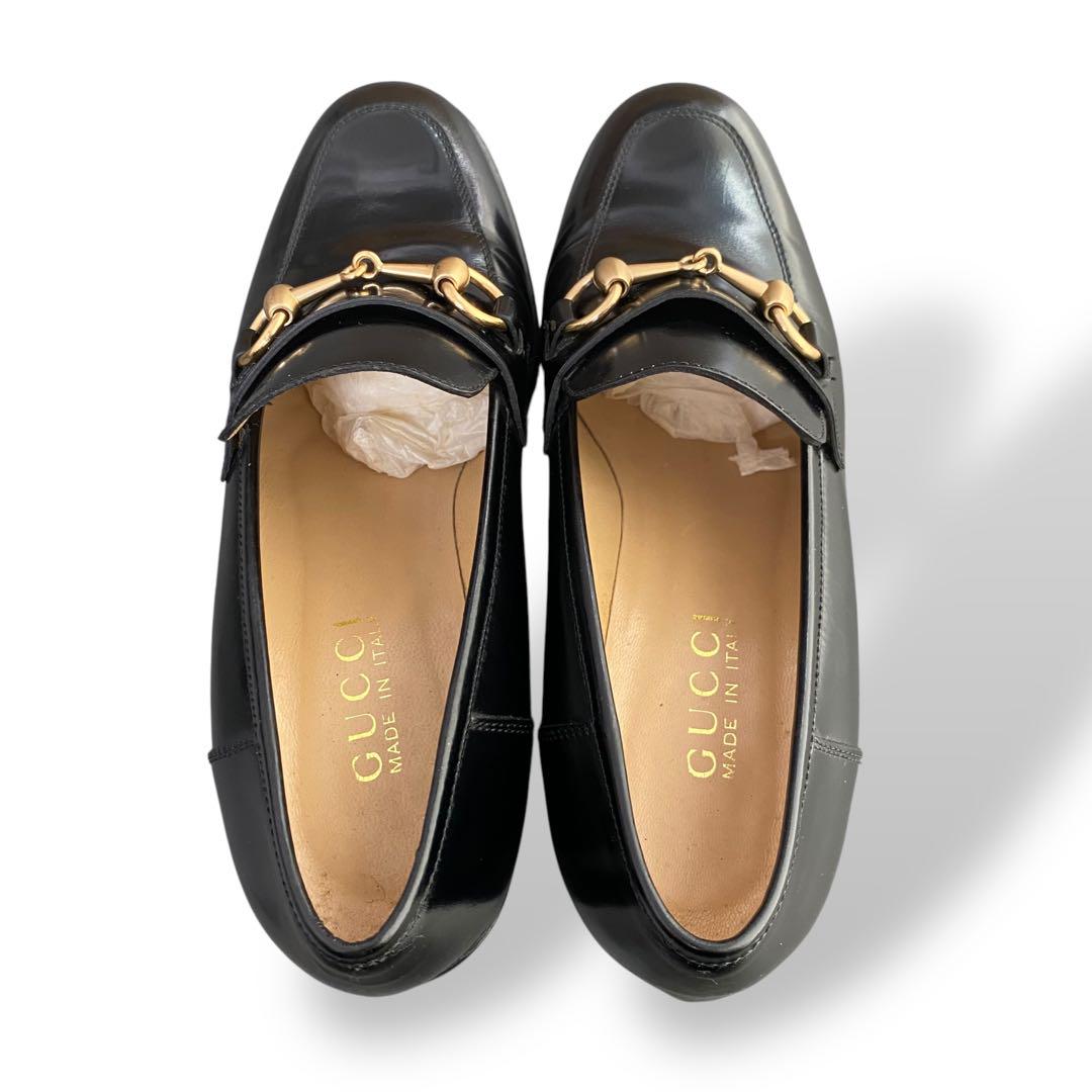 【美品】GUCCI ホースビットローファー　ゴールド金具　黒 23.5-24cm