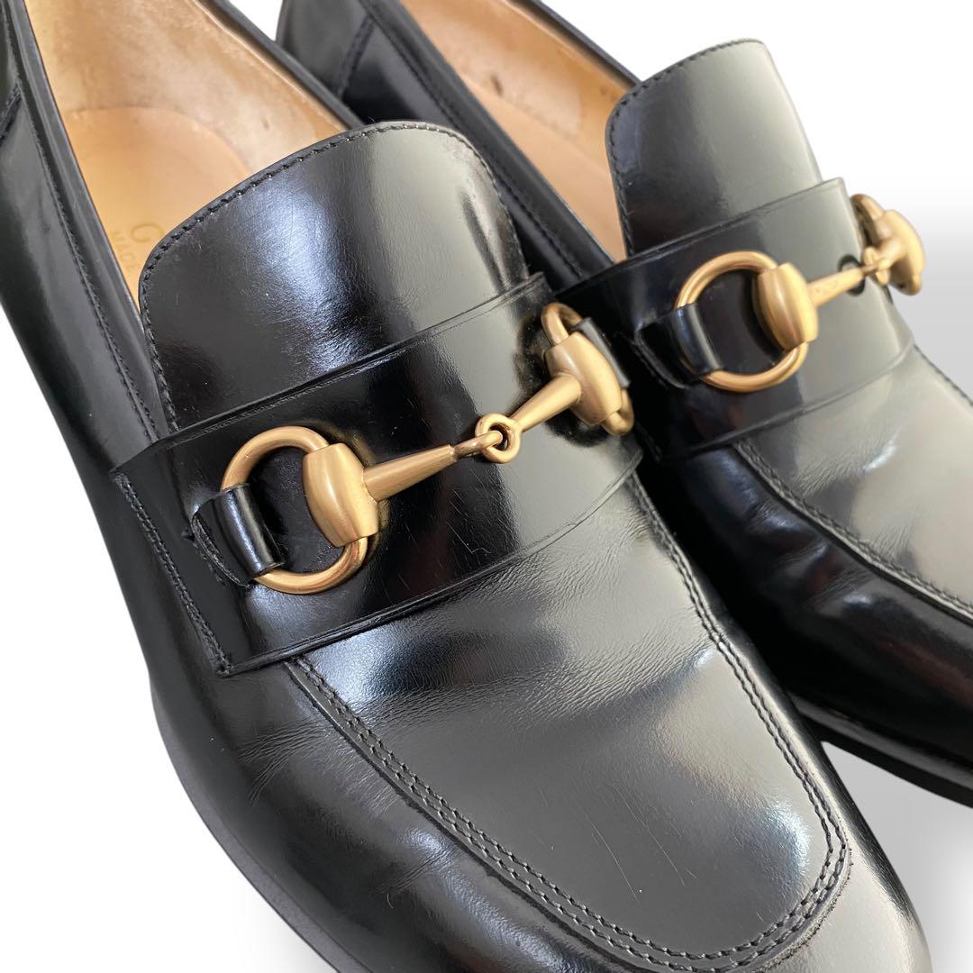 【美品】GUCCI ホースビットローファー　ゴールド金具　黒 23.5-24cm