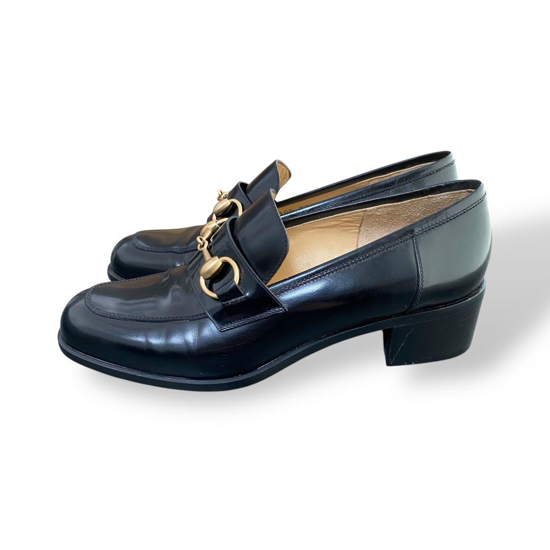 【美品】GUCCI ホースビットローファー　ゴールド金具　黒 23.5-24cm