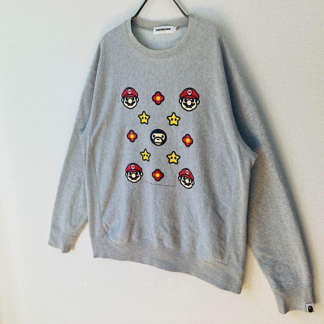 【希少】ア ベイシング エイプ スウェット サイズM　マリオコラボ グレー