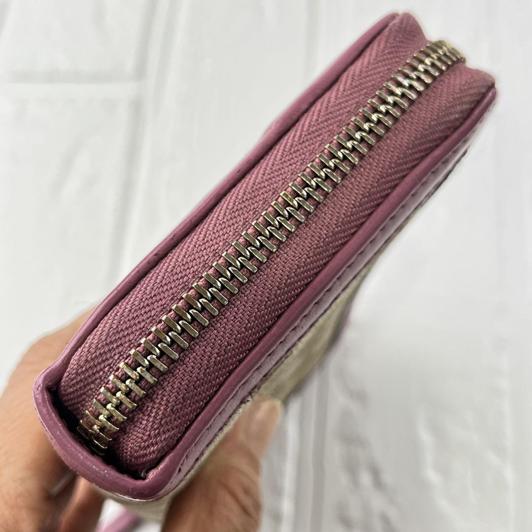 美品✨GUCCI スーキーライン　長財布　ラウンドファスナー　レディース　ピンク