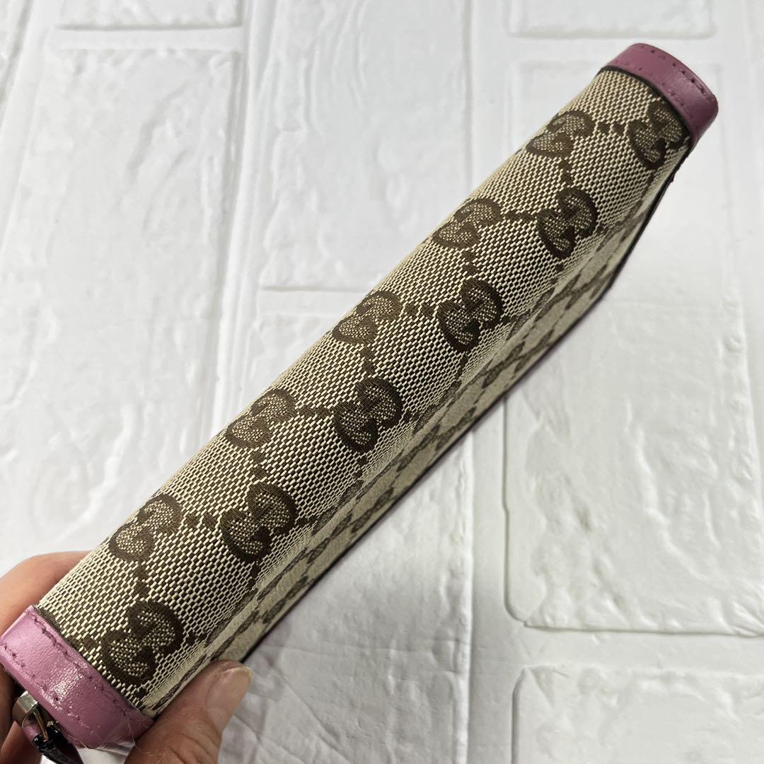 美品✨GUCCI スーキーライン　長財布　ラウンドファスナー　レディース　ピンク