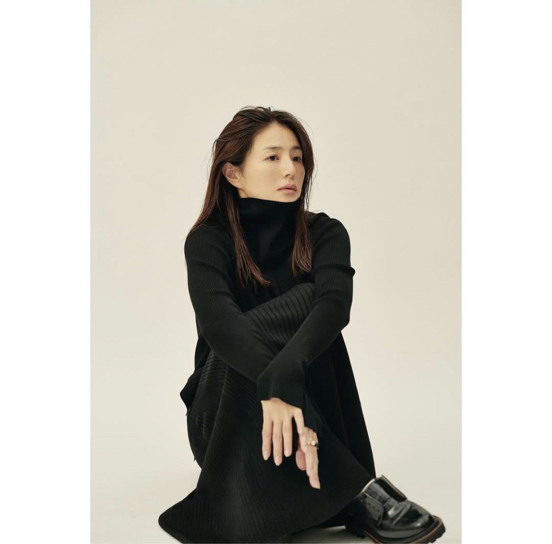 loin ロワン井川遥リブ編みタートルネックトップス ブラウン