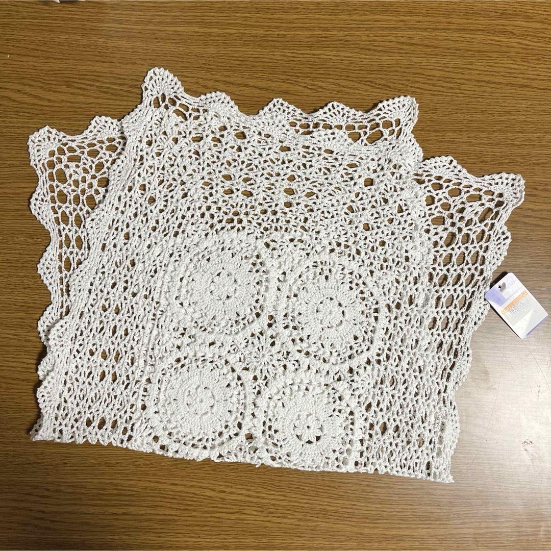 レース編みキット ホワイト 長方形 約30cm x 40cmレース編み道具・材料