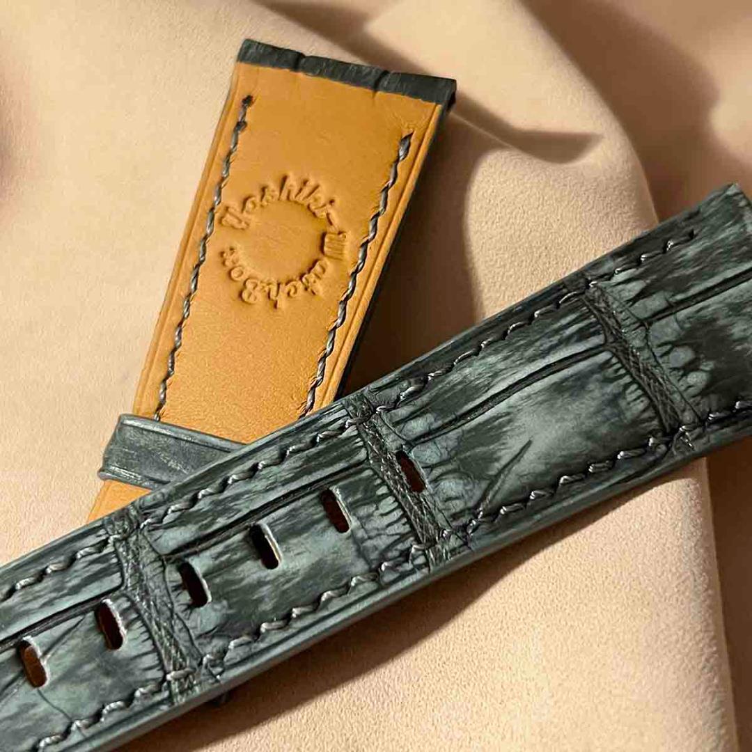 cro-965 クロコダイル 腕時計ベルト ヌバックグレー (ラグ幅26 mm)