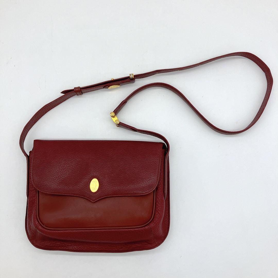 【Cartier】ショルダーバッグ　マストライン　レザー　ボルドー
