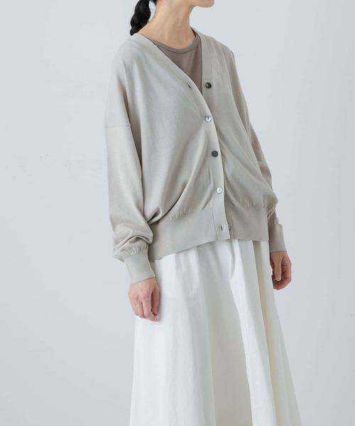 新品◆かぐれ◆ハイゲージドライコットンカーディガン《L/BEIGE》